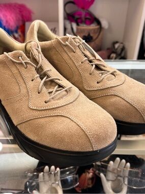 MBT Men's Suede Lace-Up Sneakers in Tan with Black Sole